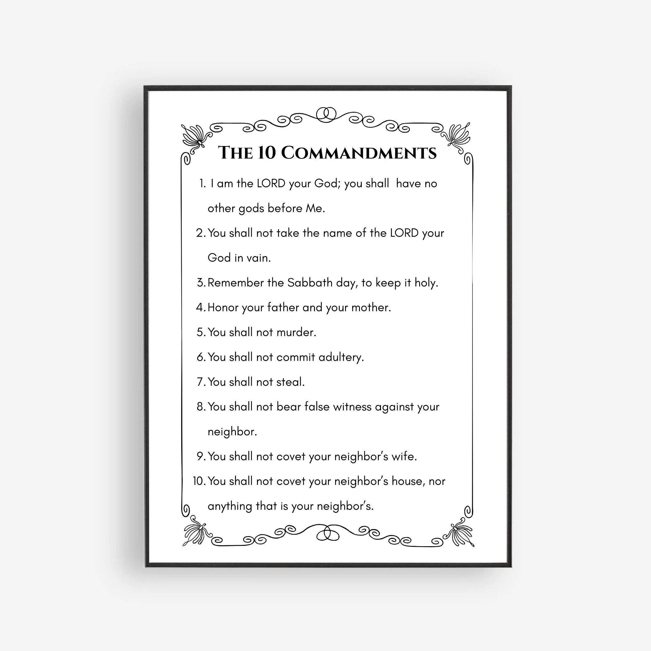 The 10 Commandments Printable Wall Art: Christian Home Decor (digital ...