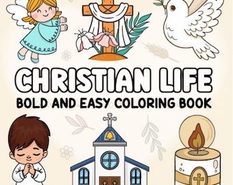 Christian Coloring Book: 40 Faith-Based Illustrations (Digital Download)