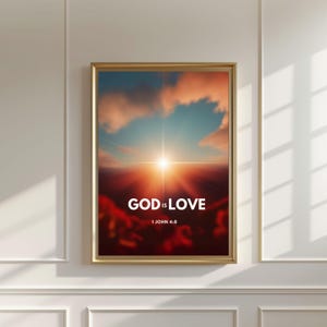 God is Love - 1 John 4:8 Bible Verse Wall Art - Christian Scripture Print - Religious Home Decor - Inspirational Faith Gift