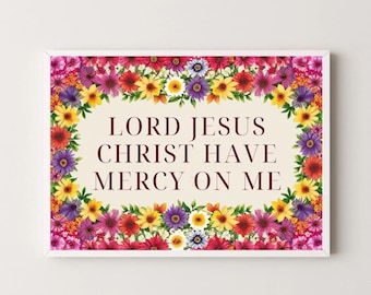 Jesus Prayer Print: Orthodox Christian Floral Wall Art (Digital Download)