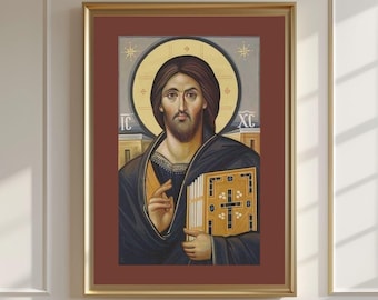 Jesus Christ Icon: Byzantine Orthodox Art (Digital Download, Printable Artwork)