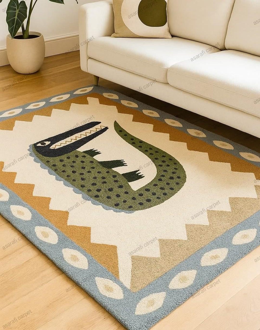 Croods Rug Hand Tufted Crocodile Rug – Playful Animal Carpet for Kids Room ...