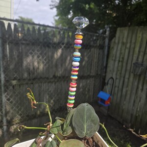 Jeu de support de plante en métal perlé à la main de 13 po./jeu de fée/jeu de jardin « Clear Thoughts »