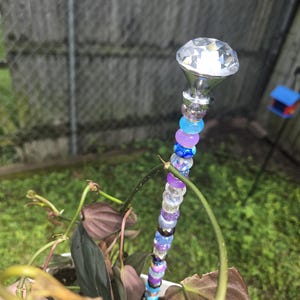 13&quot; Hand Beaded Metal Plant Support Stake/Fairy Stake/Garden Stake &quot;Serenity&quot;