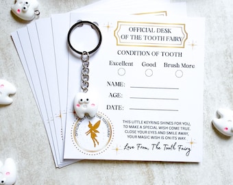Personalised Tooth Fairy Keyring Gift | Tooth Fairy Certificate | Lost Tooth Keepsake | Child Reward Gift UK,