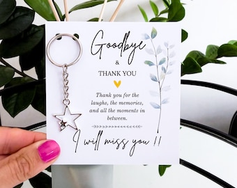 Goodbye Gift with Star Keyring, Colleague Leaving Gift, Thank You Farewell Gift, Coworker Gift, Work Friend Leaving Keepsake