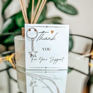 Thank you for your support card, Thank you gift, gratitude card, star keychain , star keyring, support gift, appreciation gift,