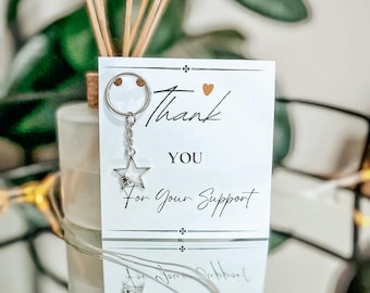 Thank you for your support card, Thank you gift, gratitude card, star keychain , star keyring, support gift, appreciation gift,