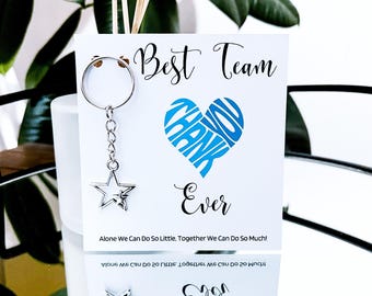Best team ever card, team appreciation gift, Thank you gift, gratitude card, star keychain , star keyring, best team ever gift, gift card,