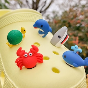 Sea Creatures Shoe Charms | 3D PVC Crab, Shark, Dolphin, Whale & Turtle Shoe Clips