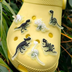 Luminous Dinosaur Skeleton Shoe Charms | Glow In The Dark PVC Shoe Clips