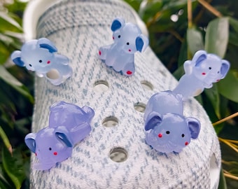 Juego de 5 adornos luminosos para zapatos con forma de elefante / Clips para zapatos que brillan en la oscuridad