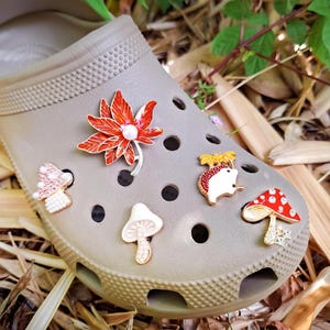 Autumn Shoe Charms | Fall Leaf, Hedgehog & Mushroom Clips for Clogs