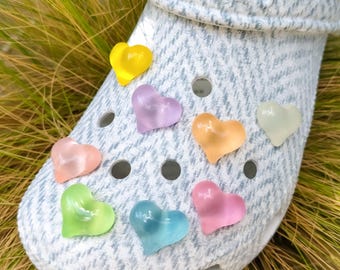 Luminous Hearts Shoe Charms | 3D Colorful Pastel Glow In The Dark Shoe Clips