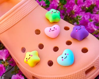 Smiley Stars & Hearts Shoe Charms | Colorful Kawaii Shoe Clips