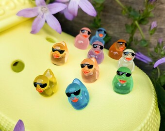 Luminous Sunglass Ducky Shoe Charms | Glow In The Dark Duck Shoe Clips