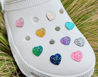 Kristallen harten Croc Charms | 3D-glitterjibbitz | Strass schoen charme