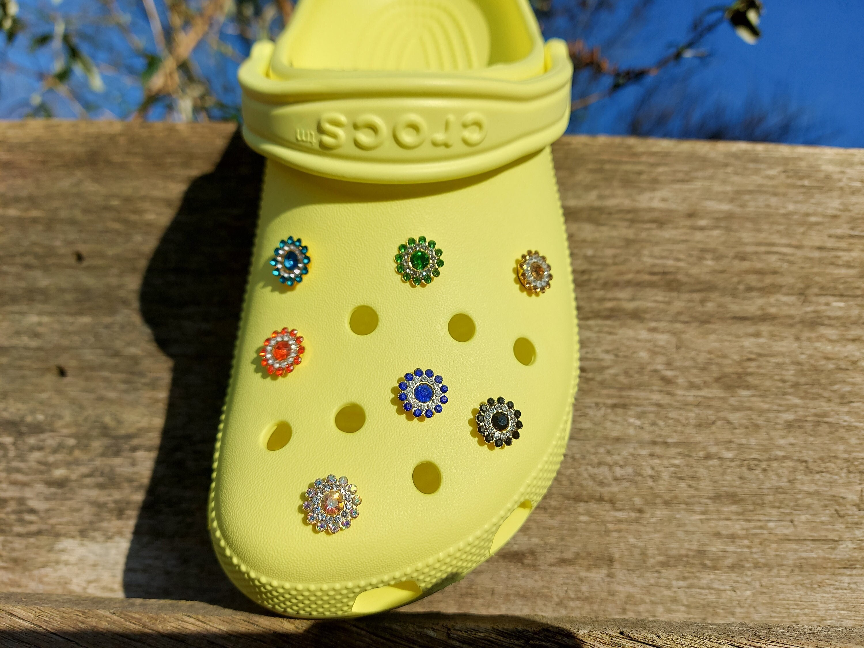 Black flower crocs sale