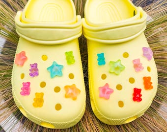 Lichtgevende Gummyberen & Sterren Schoen Bedels | 14-delige set Glow In The Dark Schoen Clips