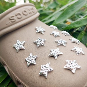 Silver Stars Shoe Charms | 3D Glittery Rhinestone Shoe Clips