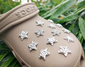 Silver Stars Shoe Charms | 3D Glittery Rhinestone Shoe Clips