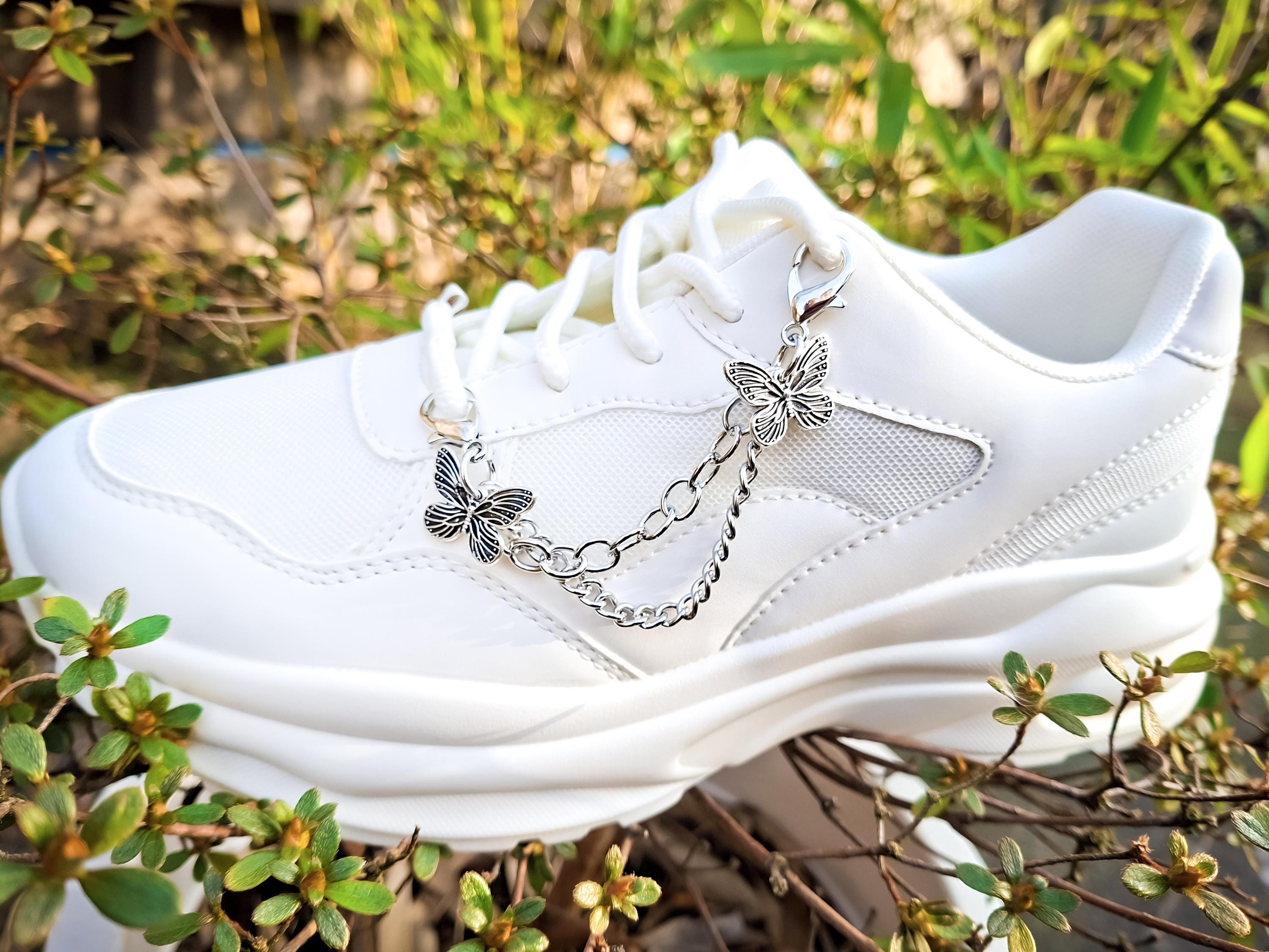 Silver Butterfly Shoe Chains 2pcs/pair Sneaker & Boot Shoelace Charms
