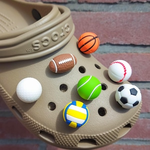 Ball Sports Shoe Charms | 3D Football, Basketball, Golf, Tennis, Baseball, Soccer, Volleyball Shoe Clips