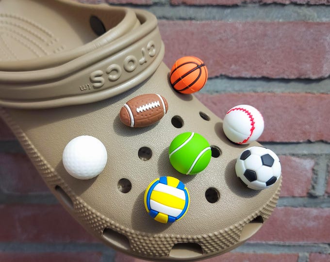 Ball Sports Shoe Charms | 3D Football, Basketball, Golf, Tennis, Baseball, Soccer, Volleyball Shoe Clips