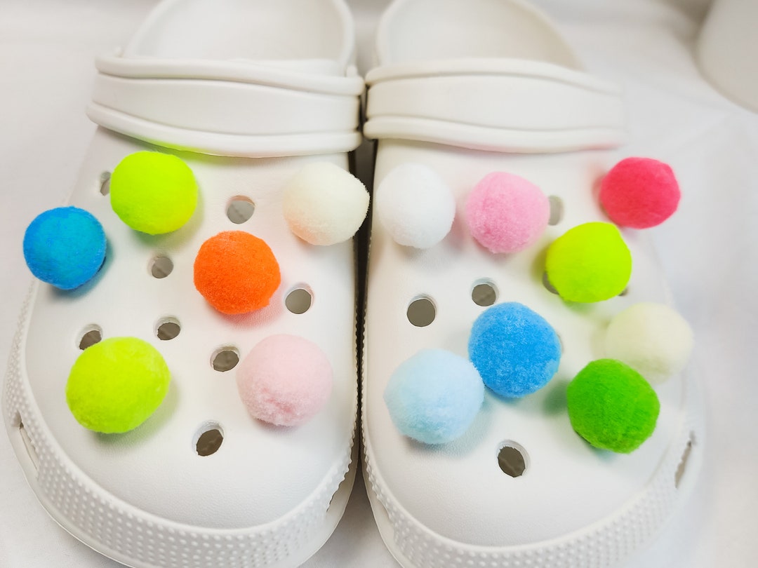 Pompom Croc Charms 3D Fuzzy Jibbitz Colorful Shoe Charms Etsy