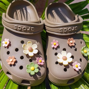 Ensemble de 10 breloques fleurs pastel | Pinces à chaussures florales 3D