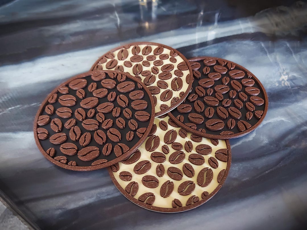 Coffee Bean Coasters | 3d-printed Rustic Barista Table Protectors - Etsy
