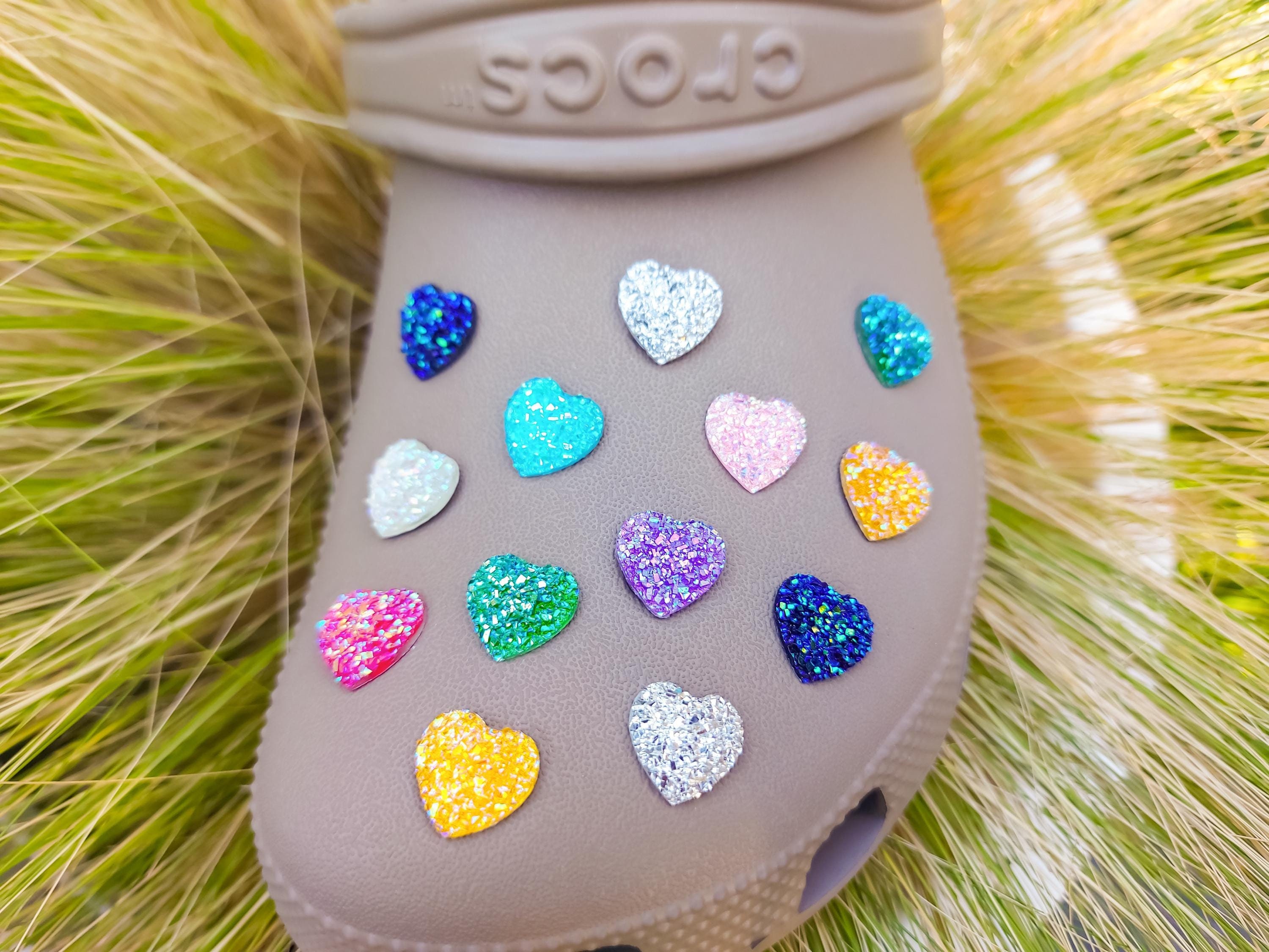 Crystal Hearts Shoe Charms | 3D Glittery Rhinestone Shoe Clips