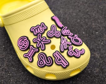 Zodiac Sign Shoe Charms | Pink Astrology PVC Shoe Clips