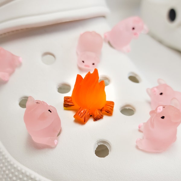 Ensemble de cochons au coin du feu | Charms croco phosphorescents | Jibbitz 3D
