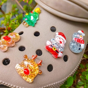 Adornos navideños con brillantina para zapatos / Árbol de Navidad, Papá Noel, muñeco de nieve y más