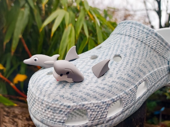 Shark & Dolphin 3D Shoe Charms | 2pc/pair PVC Ocean Animals Shoe
