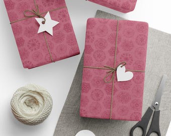 Papel de regalo con estampado de rosas rosas / Rollo de papel de regalo floral