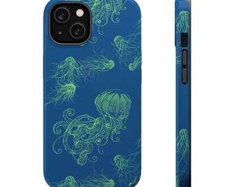 Funda para teléfono con medusas de neón / Funda magnética resistente a impactos