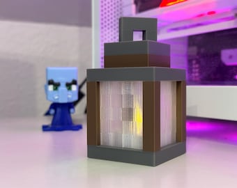 Farol para velas de té | Inspirado en Minecraft | Decoración | Gamer | Pixel art | Luz de noche | Imán para nevera