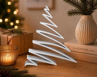 Juego de árbol de Navidad (2 o 3 piezas) | Decoración navideña minimalista y moderna, estilo escandinavo/japonés | Adornos de mesa navideños | 15 cm x 20 cm