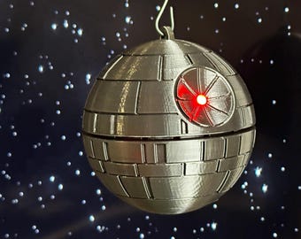 Adorno para árbol de Navidad "Estrella de la Muerte" con LED | varios colores | bola de Navidad | decoración
