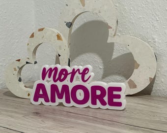 Letras impresas en 3D "More Amore" – Decoración moderna para estanterías – Magenta y blanco – Idea de regalo para San Valentín / Día de la Madre - Amor en casa