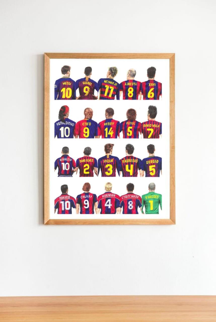 FC Barcelona Legends Art Print: Hand-drawn Football Poster | Fc