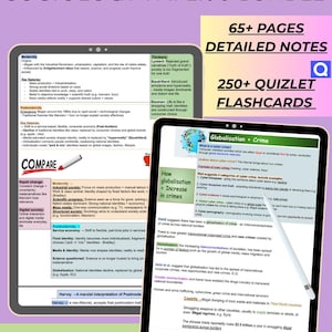 Pode incluir: Um pacote de estudo digital para AQA A-Level Sociologia Paper 3, com mais de 65 páginas de notas detalhadas e mais de 250 flashcards Quizlet. O conteúdo abrange tópicos como modernidade, pós-modernidade, globalização e crime em dois tablets.