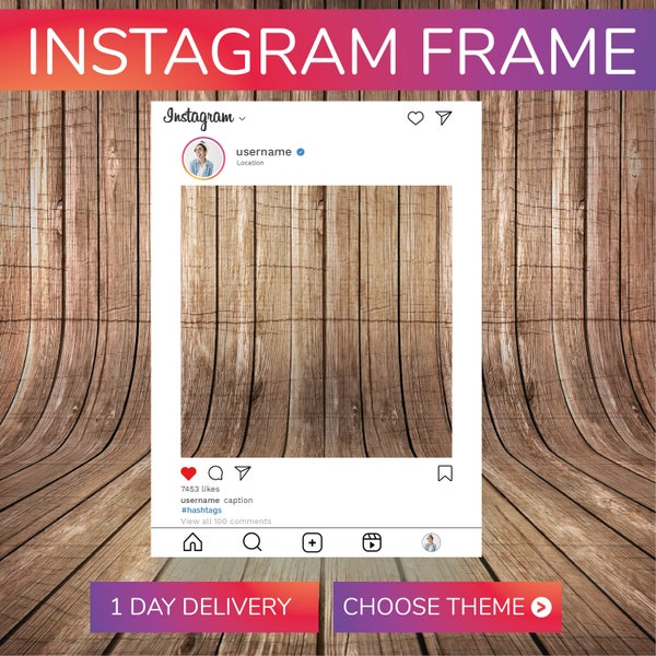 Instagram Selfie Frame Personalised Custom Photo Board Social Media Booth Cutout