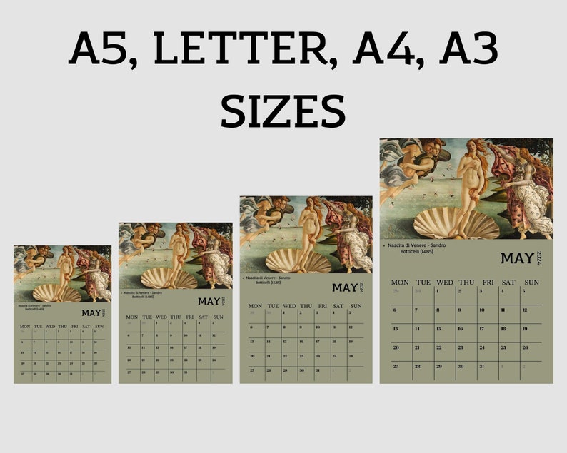 2025 Art Calendar 2025 Monthly Calendar 2025 Printable Etsy