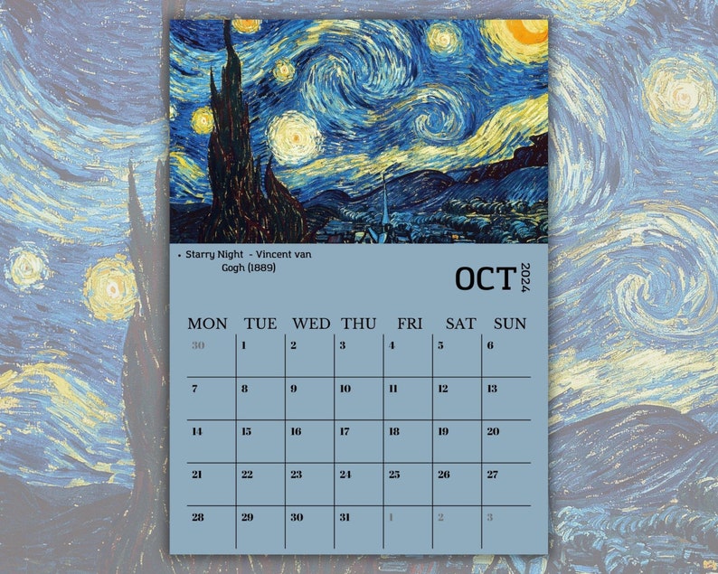 2025 Art Calendar 2025 Monthly Calendar 2025 Printable Etsy