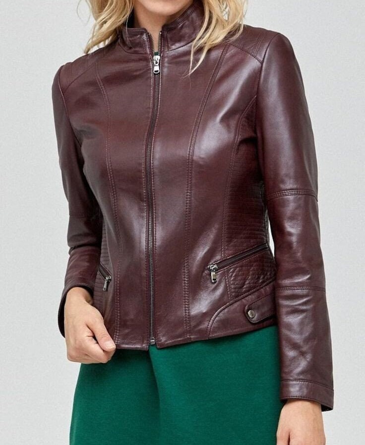 Women's Genuine Lambskin Leather Applique Mesh Jacket Made by Handmade at   Women's Coats Shop