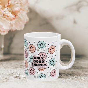 Cheerful Smile Ceramic Mug - Gift for Friends, Motivational Coffee Cup, Cute Kitchen Decor, Happy Vibe Mug, Smiley Mug, Smiley Coffee Mug