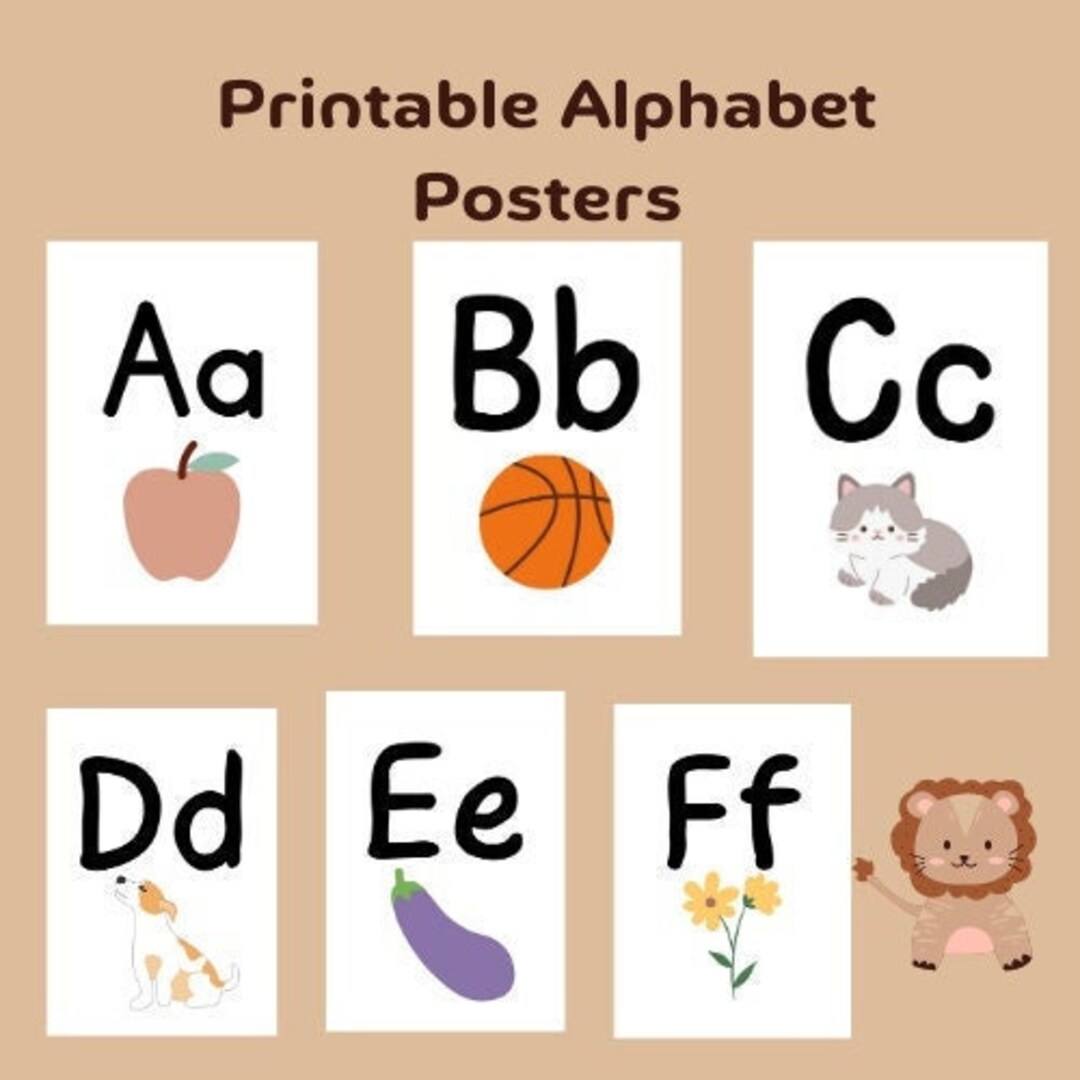 Alphabet Posters Classroom Printable Decor Kindergarten Etsy